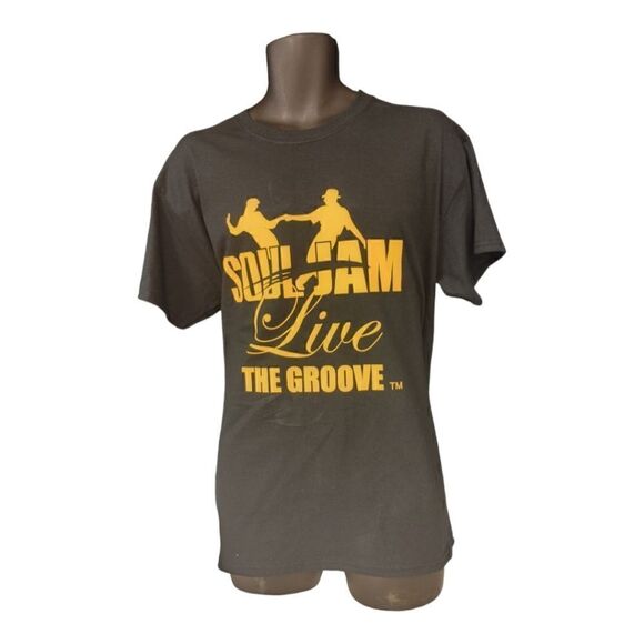 SOUL JAM LIVE THE GROOVE BLACK/ GOLD T SHIRT - Picture 6 of 6